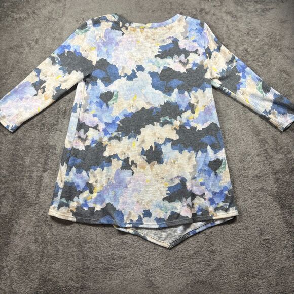 Soft Surroundings Asymmetrical Hem Lightweight Sweater Watercolor Small F151 - Picture 3 of 9